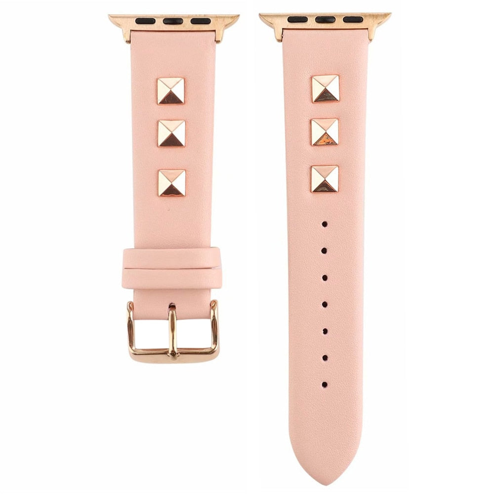 New Design Rivet Style Belt for Apple Watch Band Series 8 7 6 SE 5 4 3 Leather Strap Ultra 49mm 41mm 45mm 40mm 44mm Bracelet - Executive-Skincare