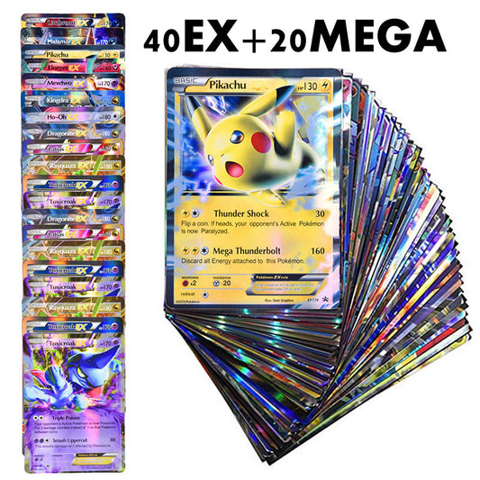 60PCS Pokemon Cards TAKARA TOMY Game VMAX GX EX MEGA English Trading Booster Box Shining Card Kids Collection Battle Toys Gift - Executive-Skincare