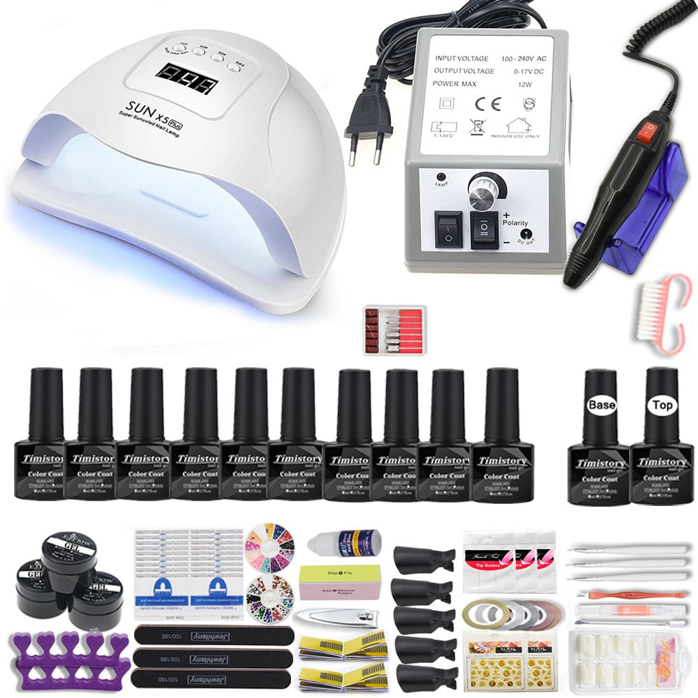 Nail Set for Nail 20 Kinds Nail Polish Kit with 20000RPM Nail drill Machine Nail lamp Acrylic Kit Nail Art Tools Nail Art Set - Executive-Skincare