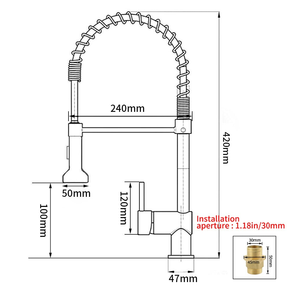 Kitchen Faucets Brush Brass Faucets for Kitchen Sink  Single Lever Pull Out Spring Spout Mixers Tap Hot Cold Water Crane 9009 - Executive-Skincare