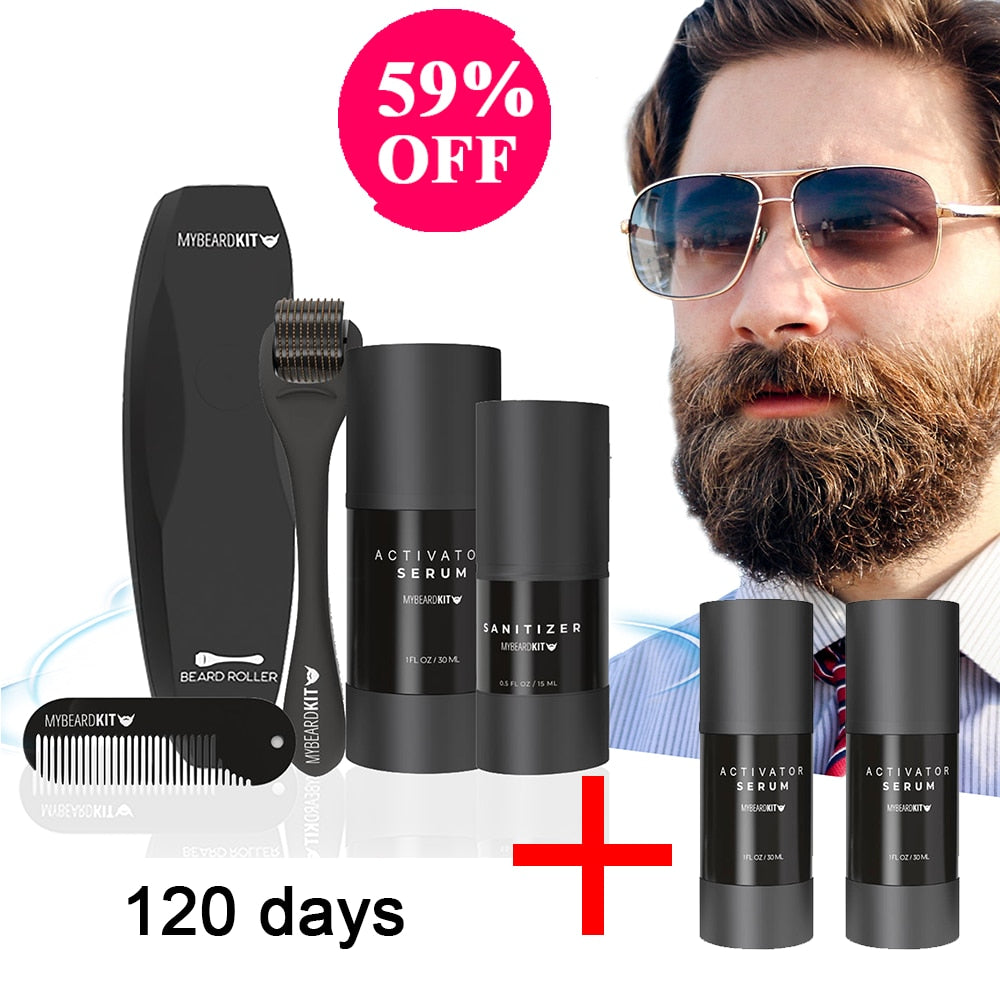 Beard Growth Kit For Men Organic Beard Oil For Facial Hair With Comb Moustache Care Set 2021 Hot Gift Man Dad Boyfriend Husband - Executive-Skincare