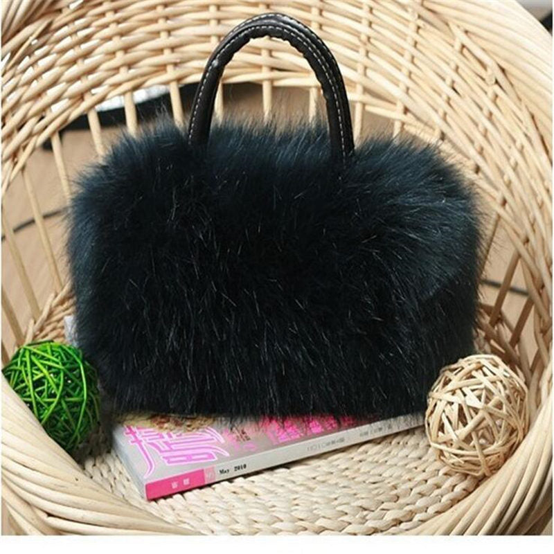 New Lady Girl Pretty Cute Faux Rabbit Fur Handbag Shoulder Messenger Bag Tote Fashion Women Long Fur Grass Handbag Messenger Bag - Executive-Skincare