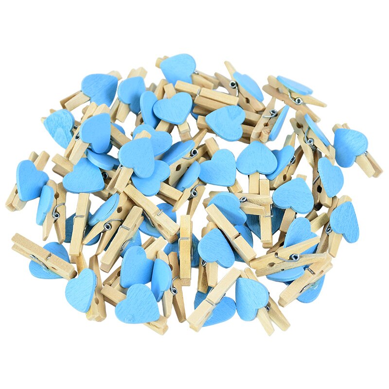 50pcs Mini Wooden Clip Love Heart Shape Photo Paper Clips Pegs Valentines Day Wedding Birthday Party Home Decoration DIY Crafts - Executive-Skincare