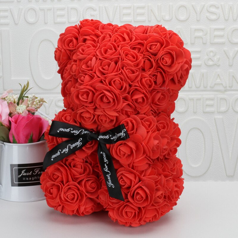 25cm Soap Foam Bear Roses Teddi Bear Rose Flower Artificial New Year Wedding Gifts Women Valentines Christmas Gift - Executive-Skincare