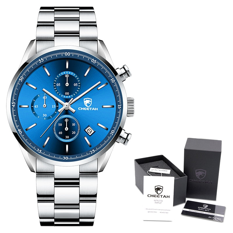 New CHEETAH Watches for Men Top Brand Luxury Fashion Business Quartz Men’s Wristwatch Stainless Steel Waterproof Sports Clock - Executive-Skincare