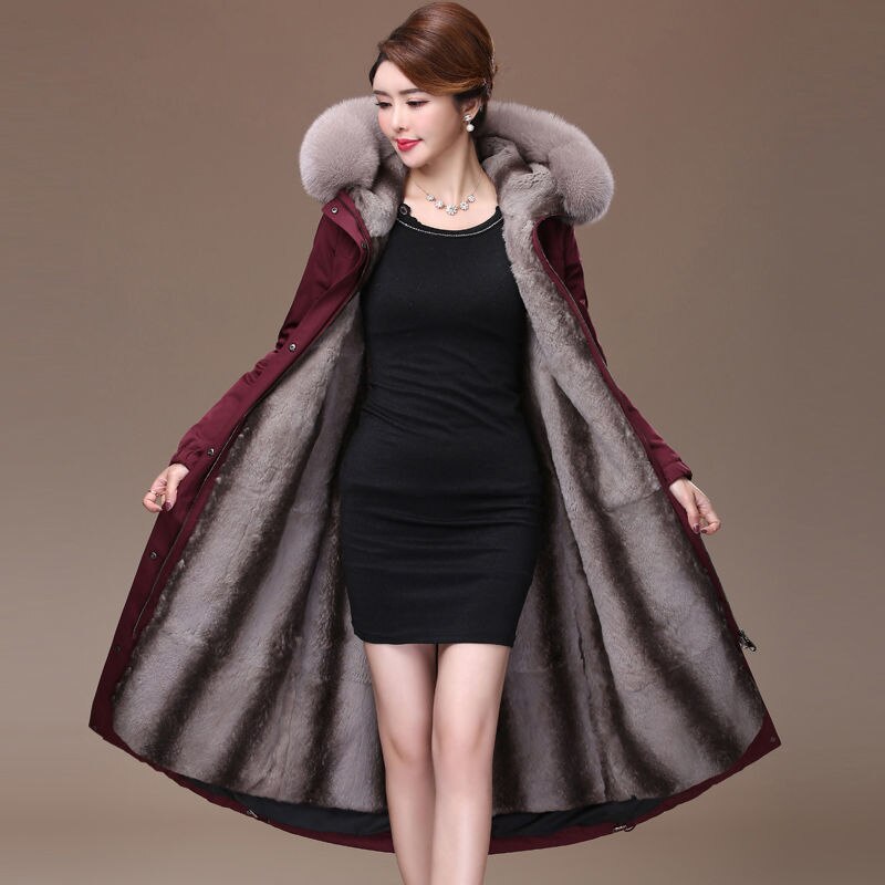 Women Winter Parkas 2022 New Female Premium Quality Overcoat Thicken Fashion Coat Imitate Fox Fur Collar Long Jacket A576 - Executive-Skincare