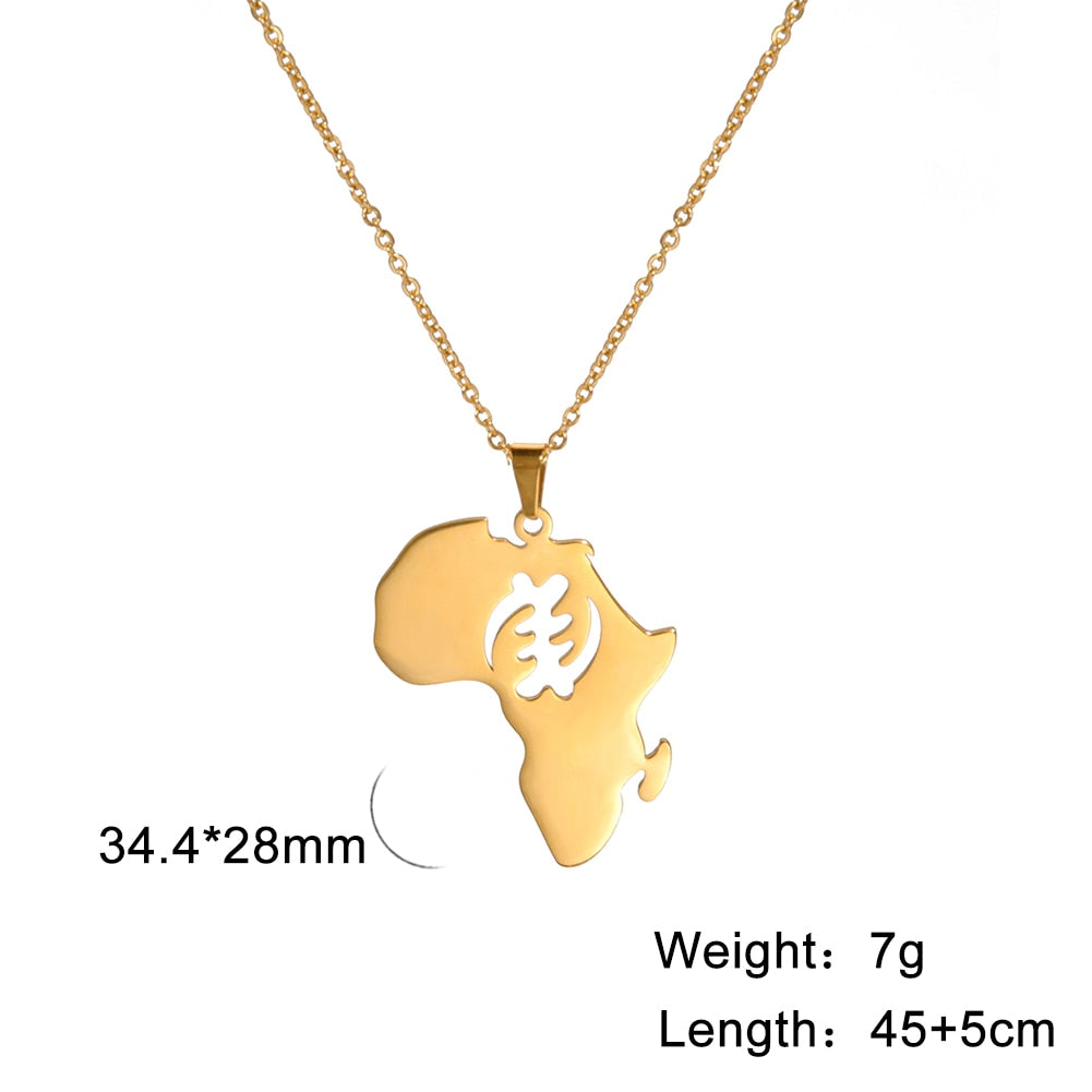 MyShape African Map Pendant Necklaces For Women Men Gold Color South Africa Stainless Steel Necklace Choker African Jewelry Gift - Executive-Skincare