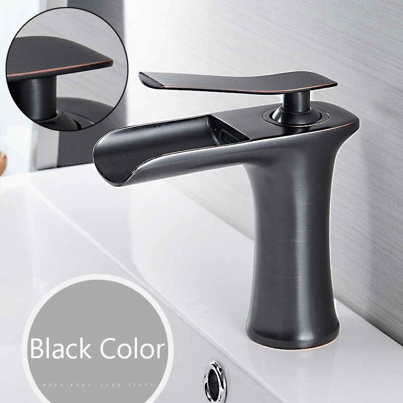 Basin Faucets Waterfall Bathroom Faucet Single handle Basin Mixer Tap Bath Antique Faucet Brass Sink Water Crane Silver 6009 - Executive-Skincare