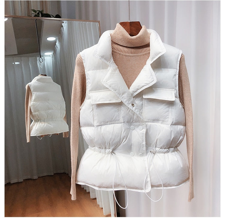 2021 New Ultra Light Down Vest Women Short Vest Windproof Lightweight Warm Waistcoat Female White Duck Down Down Coat Sleeveless - Executive-Skincare