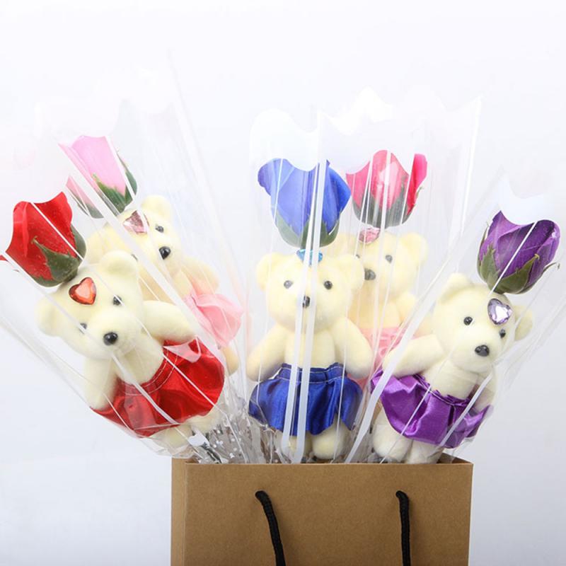 Creative Cute Teddy Bear Scented Flower Soap Roses For Valentine Day Present Bear Soap Rose For Christmas Gift Home Decoration - Executive-Skincare