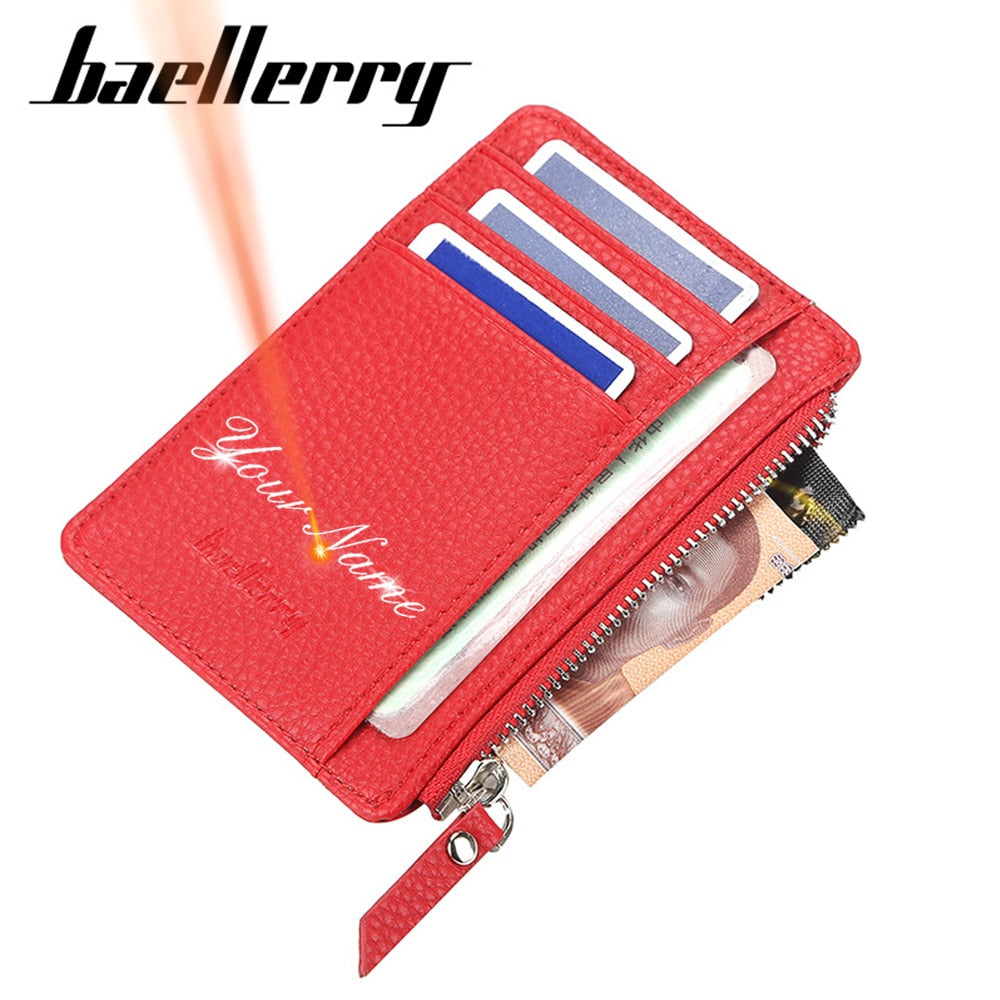 2021 New Mini Women Wallets Card Wallets Name Engraving Zipper PU Leather Top Quality Fashion Female Purse Card Holder Wallet - Executive-Skincare