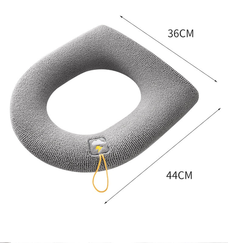 Winter Warm Toilet Seat Cover Closestool Mat 1Pcs Washable Bathroom Accessories Knitting Pure Color Soft O-shape Pad Bidet Cover - Executive-Skincare