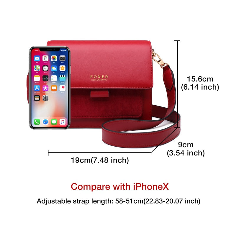 FOXER Women Organ Bag Split Cow Leather Crossbody Shoulder Bags Female Fashion Messenger Bag Small Lady Flap Purse Gift for Girl - Executive-Skincare