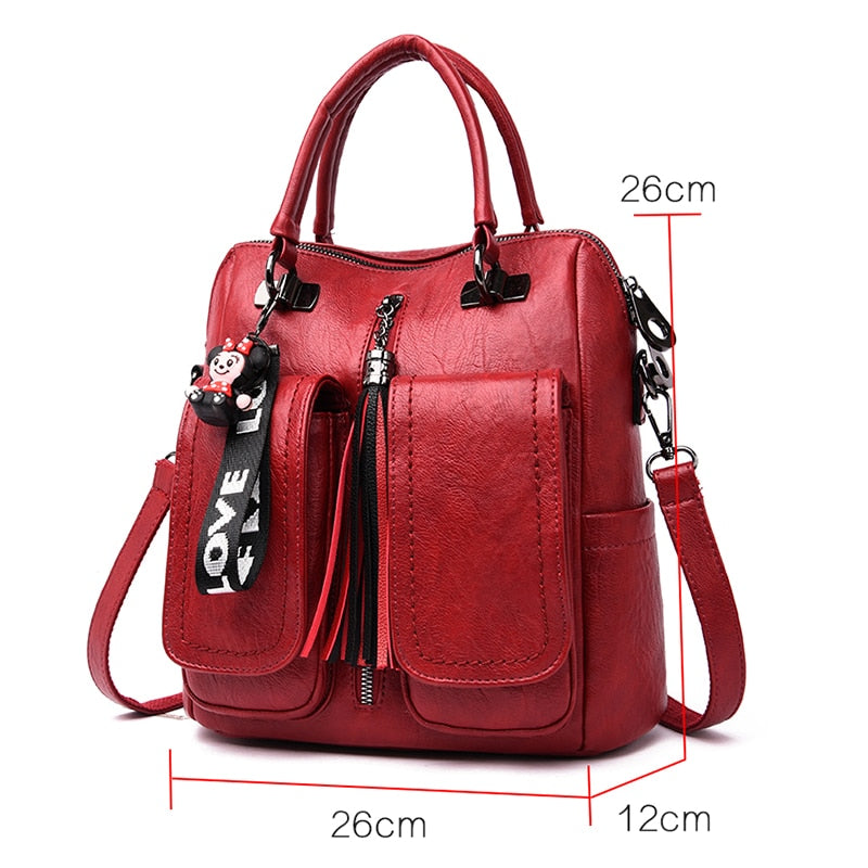 2020 Women Backpacks Soft Leather Lady Travel Backpack School Bags for Teenage Girls Multifunction Women Shoulder Bags Mochilas - Executive-Skincare