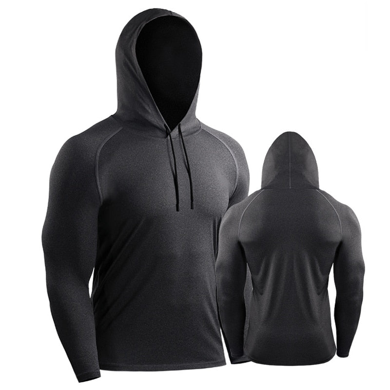 Male Training Shirts Quick Drying Gym Clothing Musculation Sportswear Fitness Running Jackets Rashguards Hoodies ropa deportiva - Executive-Skincare