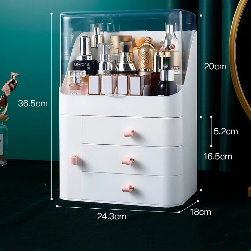 Fashion Big Capacity Cosmetic Storage Box Waterproof Dustproof Bathroom Desktop Beauty Makeup Organizer Skin Care Storage Drawer - Executive-Skincare