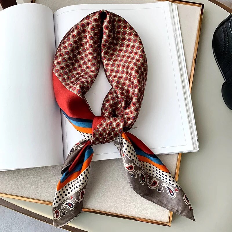 70*70cm Square Silk Satin Hair Scarf Women Small Shawl Fashion Kerchief Neck Female Headband bandanna Lady foulard muffler girl - Executive-Skincare