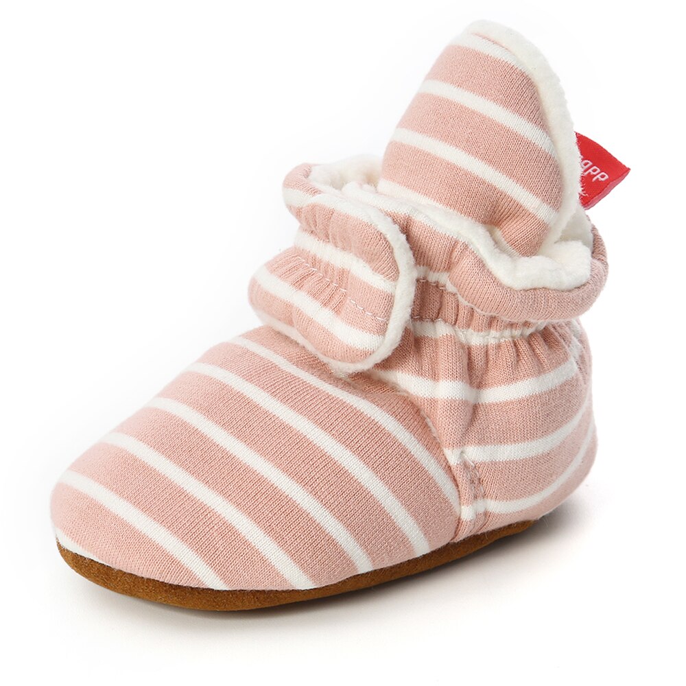 Baby Socks Shoes Boy Girl Stripe Gingham Newborn Toddler First Walkers Booties Cotton Comfort Soft Anti-slip Infant Crib Shoes - Executive-Skincare