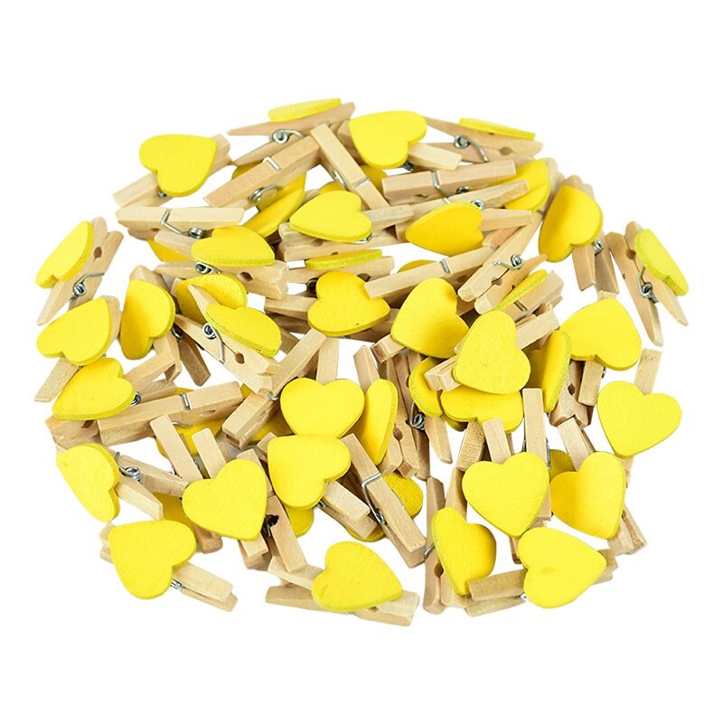 50pcs Mini Wooden Clip Love Heart Shape Photo Paper Clips Pegs Valentines Day Wedding Birthday Party Home Decoration DIY Crafts - Executive-Skincare