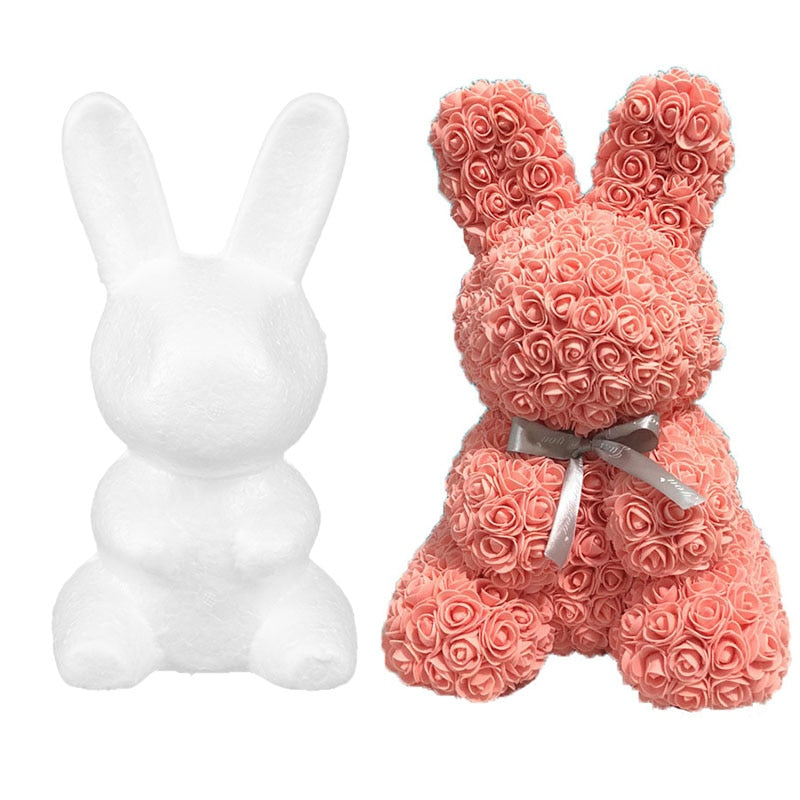 1pc 20cm Polystyrene Foam Teddy Bear Rabbit Mold PE Artificial Rose Flower Wedding Valentine  Day Gift Home Decorations - Executive-Skincare