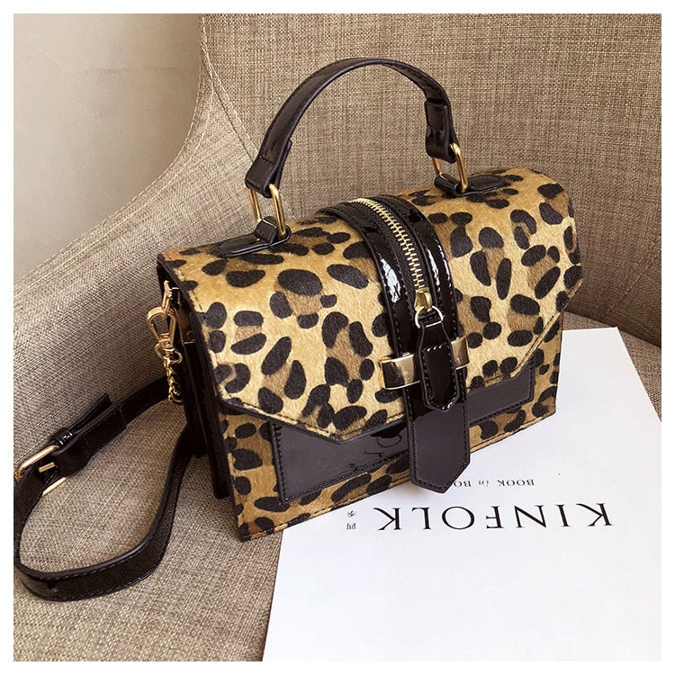 Leopard Print Small Flap Bags Women Bag Over Shoulder Luxury Handbags Women Bags Designer Lady Leather Plush Messenger Bag - Executive-Skincare