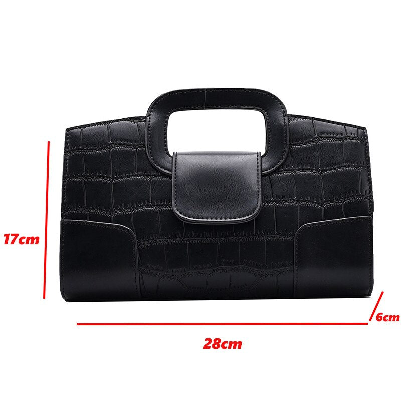 Women&#39;s Handbag 2021 Crocodile Pattern Leather Tote Small Square Bag Fashion Brand Shoulder Messenger Bags Female Black Clutch - Executive-Skincare