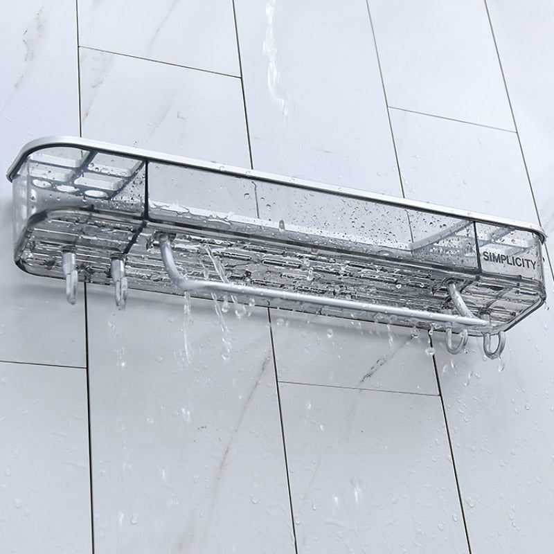 Punch-free Bathroom Shelf Shampoo Cosmetic Towel Storage Rack Organizer Bath Corner Holder Household Items Bathroom Accessories - Executive-Skincare