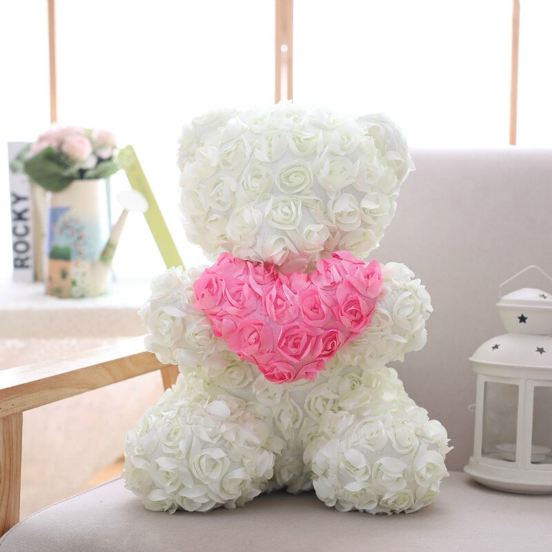 40cm Beautiful Rose Bear Plush Toys Women Valentine&#39;s Day Gift Soap Foam Artificial Plush Teddy Bear Doll Girlfriend Xmas Gift - Executive-Skincare