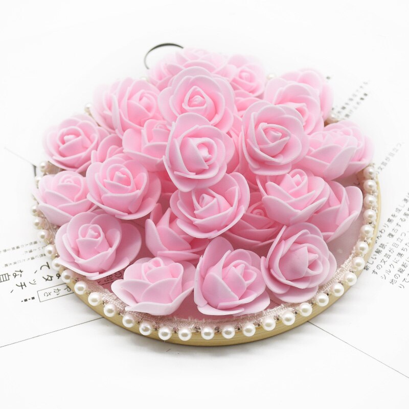 200 Pieces Artificial Flowers 3CM PE Teddy of Bear Roses Head Wedding Decorative Fake for Scrapbooking Valentine&#39;s Day Gifts - Executive-Skincare