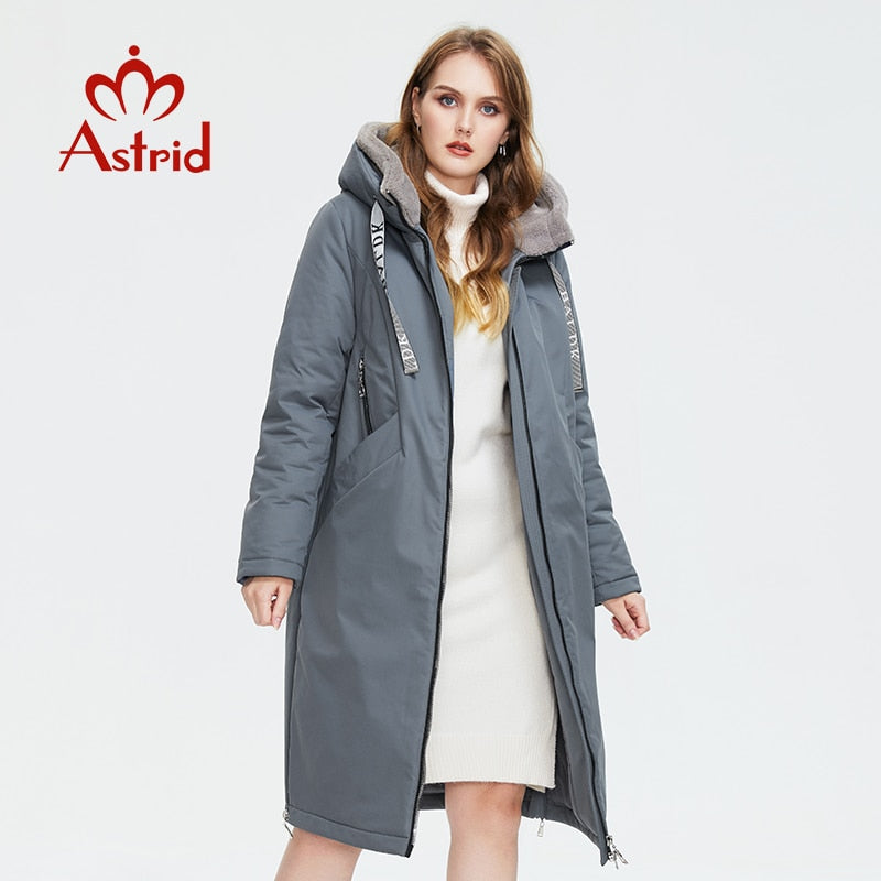 Astrid Women&#39;s winter parka Long Casual Hooded fur mink down Minimalist style jackets for women coat plus size parkas  AT-10089 - Executive-Skincare