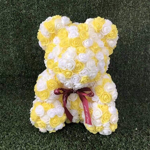 40cm rose teddy bear flower artificial handmade eternal rose bear valentine&#39;s day anniversary bridal baptism wedding mother&#39;s da - Executive-Skincare