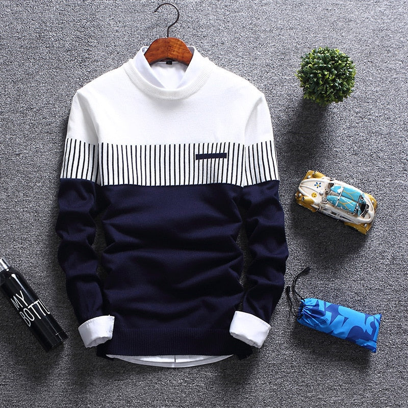 Sweater Men&#39;s Winter Pullover Men 2022 Autumn Slim Fit Striped Knitted Sweaters Mens Brand Clothing Casual pull homme hombre - Executive-Skincare