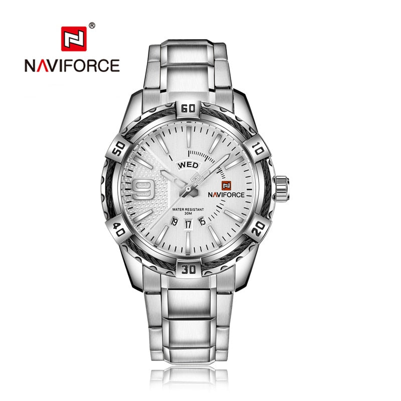 NAVIFORCE Luxury Brand Men&#39;s WristWatch Original Fashion Quartz Classic Watches For Men Waterproof Business Steel Band Clock Man - Executive-Skincare