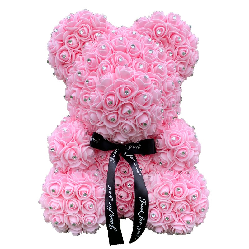 Handmade Teddy Rose Bear Heart Artificial PE Flower Women Valentine&#39;s Day Gifts Wedding Decoration Birthday Party Supplies - Executive-Skincare