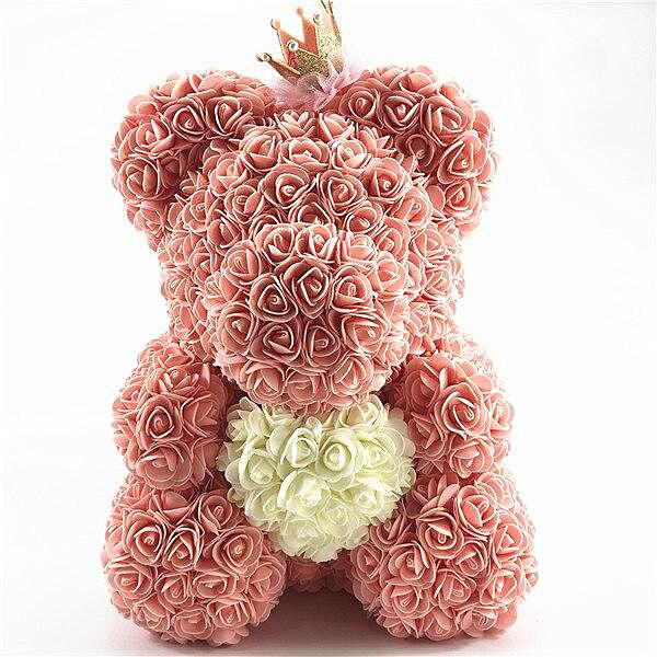 40cm rose teddy bear flower artificial handmade eternal rose bear valentine&#39;s day anniversary bridal baptism wedding mother&#39;s da - Executive-Skincare