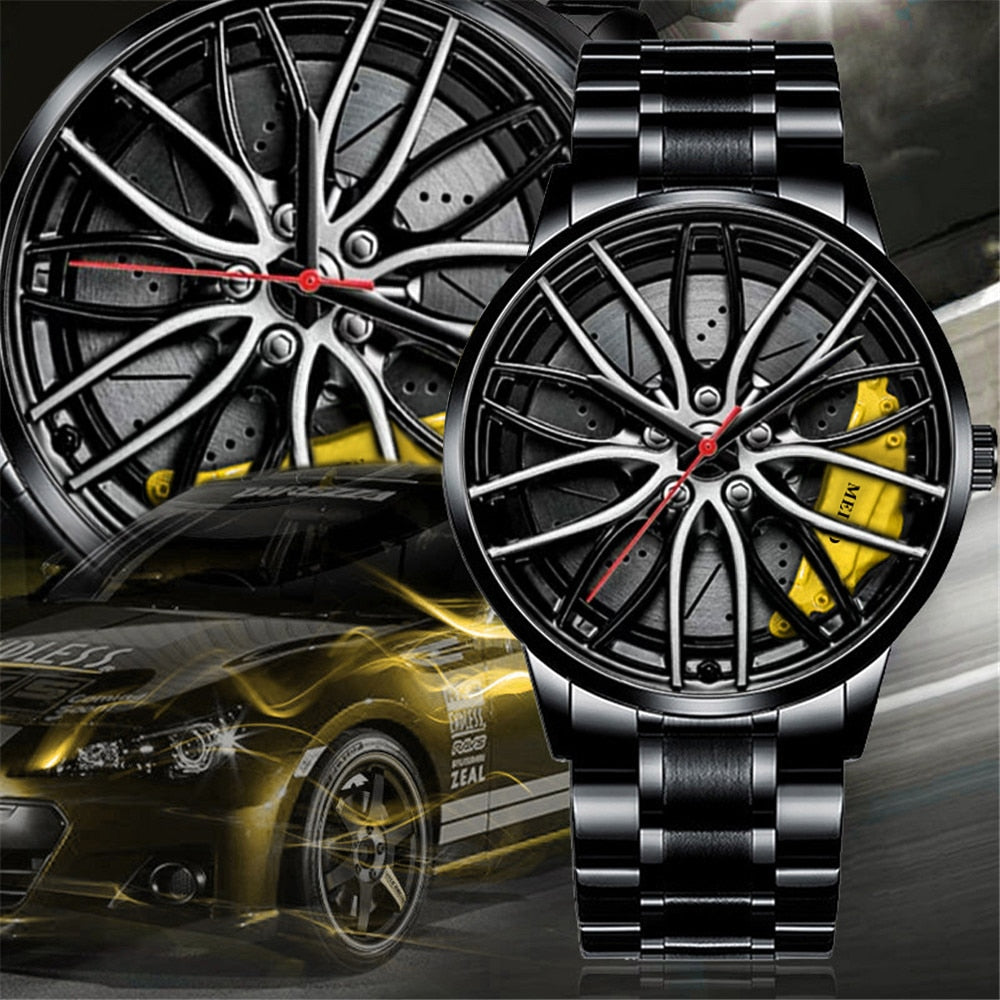 Mens Luxury Watches Sports Car Watches 3D Sport Rim Hub Wheel Wristwatch Car Quartz Men&#39;s Watches Creative Relogio Masculino - Executive-Skincare