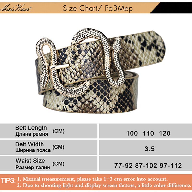 Maikun Belts for Women Snake Shape Pin Buckle Belt High Quality Leather Women Belt PU Waistband - Executive-Skincare