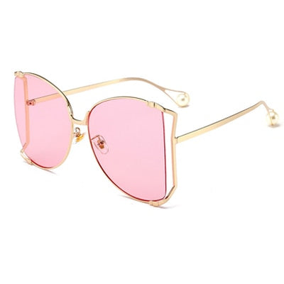 Sunglasses Women Decoration Brand Designer Half Frame Female Oversized Sun Glasses Women Clear Shade oversized Sunglasses - Executive-Skincare