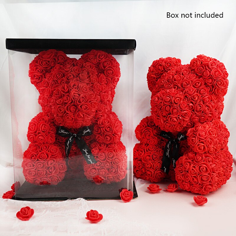 HOT Dorpshipping 25cm Teddy Dolls Rose Bear Valentine&#39;s Day Gift for Women Girlfriend Artificial PE Flower Wedding Party Decor - Executive-Skincare