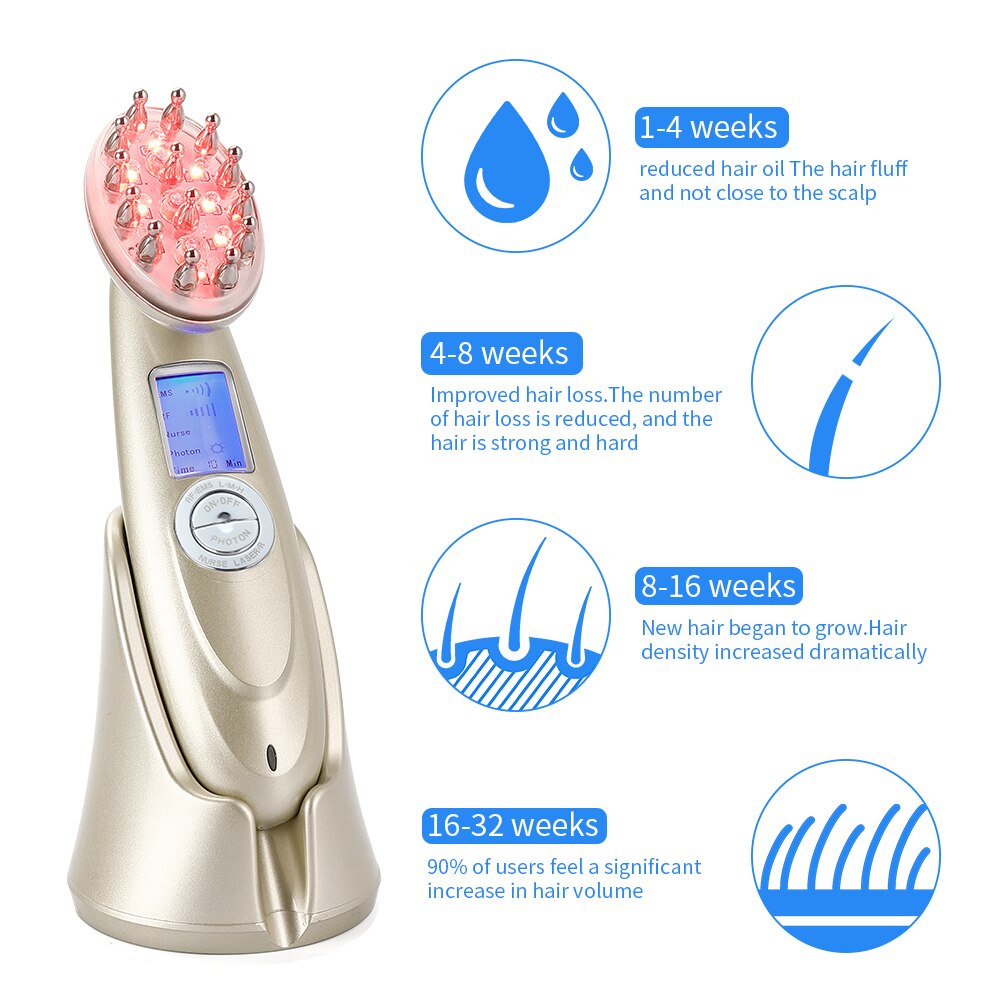 Infrared Laser Hair Growth Massage Comb Anti Hair Loss Treatment Device Red Light EMS Vibration Massage Electric Hair Care Brush