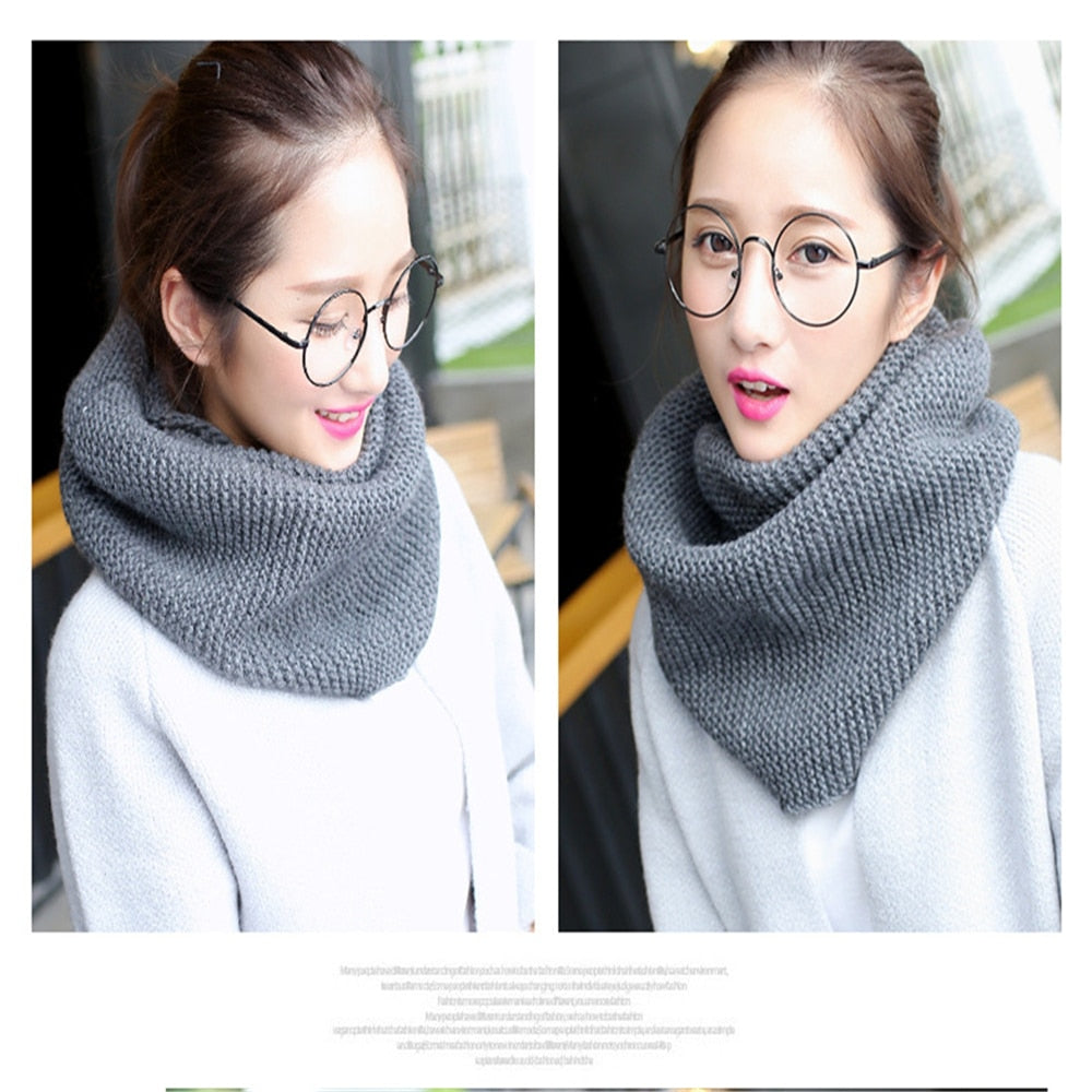 Winter new han edition scarves knitting wool collar woman with thick warm pure color 2 trap head scarf CN009 - Executive-Skincare