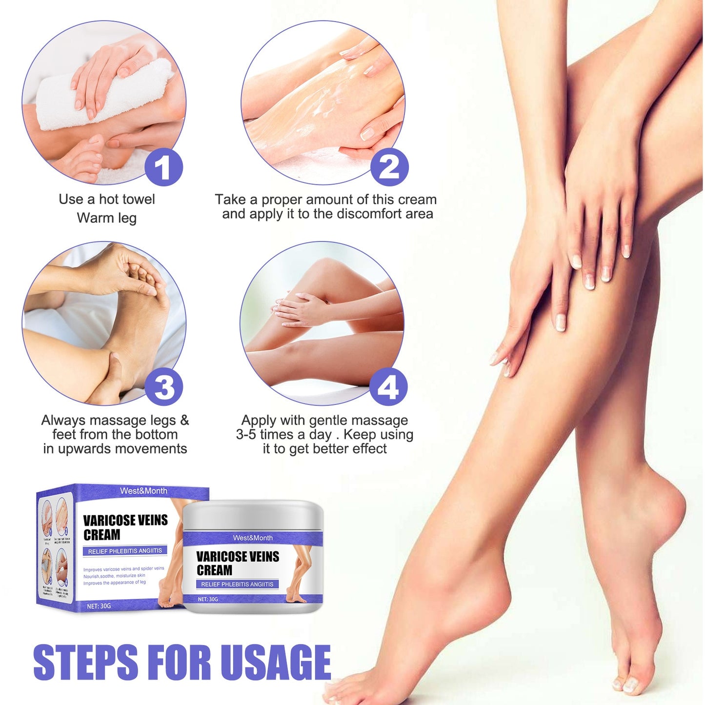 Effective Varicose Veins Relief Cream Relieve Vasculitis Phlebitis Spider Pain Treatment Ointment Medical Plaster Body Care 30g - Executive-Skincare