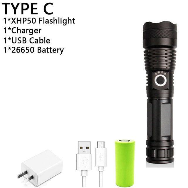 350000cd XPH90 70 50 LED/Powerful/Rechargeable/Tactical/Handled/EDC Flashlight cob Bike/Camping/Underwater/Search/Portable Light - Executive-Skincare