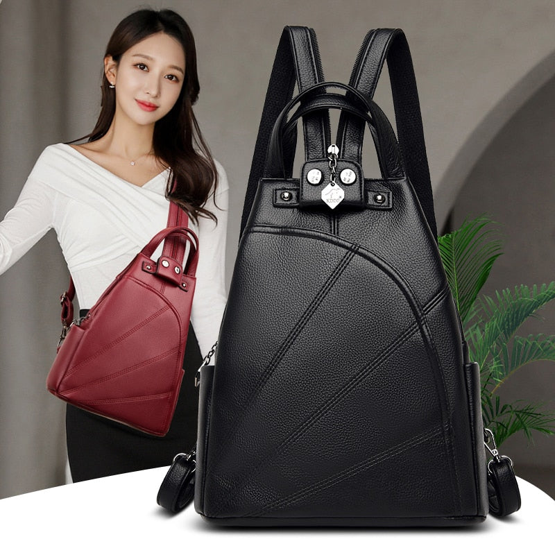 2022 New Women Waterproof Anti-theft Leather Backpacks Bags For Girls Female Shoulder Bag Multifunction Travel Backpack Mochilas - Executive-Skincare