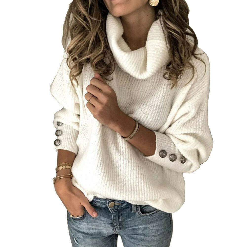 Hirigin Women Knitted  Jumper Pullovers Knitwear Autumn Winter Fashion Solid Turtleneck Long Sleeve Sweater New Arrival - Executive-Skincare