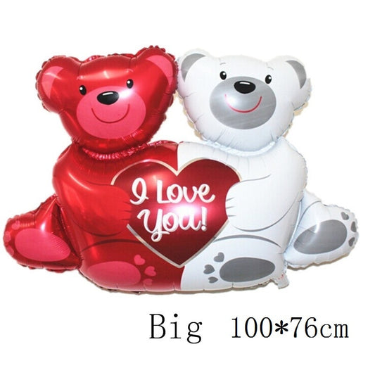 Large Red Lips Double Bear Hug Heart Balloons Foil I Love You Wedding Valentine&#39;s Day Marriage Event Party Balloon Decoration - Executive-Skincare