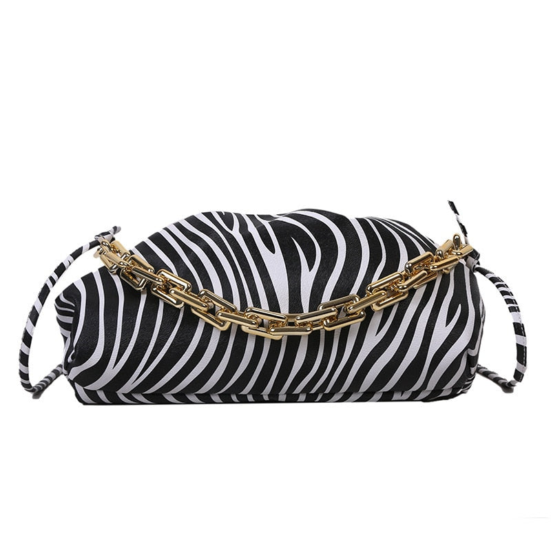 New 2021 Fashion Women Zebra Stripe Leather Handbags Chain Bag Brand Luxury Ladies Girls Crossbody Bags Shoulder Messenger Bag - Executive-Skincare