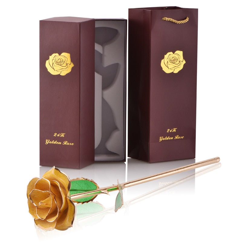 Gifts for Women 24k Gold Dipped Rose with Stand Eternal Flowers Forever Love In Box Girlfriend Wedding Christmas Gifts for Her - Executive-Skincare