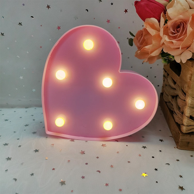 Love Heart LED Letter Lamp Wedding Romantic Red Pink Night Light Ornament Birthday Christmas Home Decoration Valentines Day Gift - Executive-Skincare