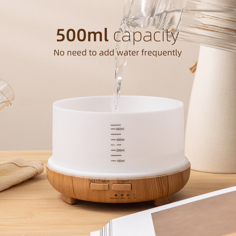 Electric Aroma Diffuser Air Freshener Cars 300ML 500ML Ultrasonic Cool Mist Maker Fogger LED Essential Oil Diffuser Humidifier - Executive Quality Store